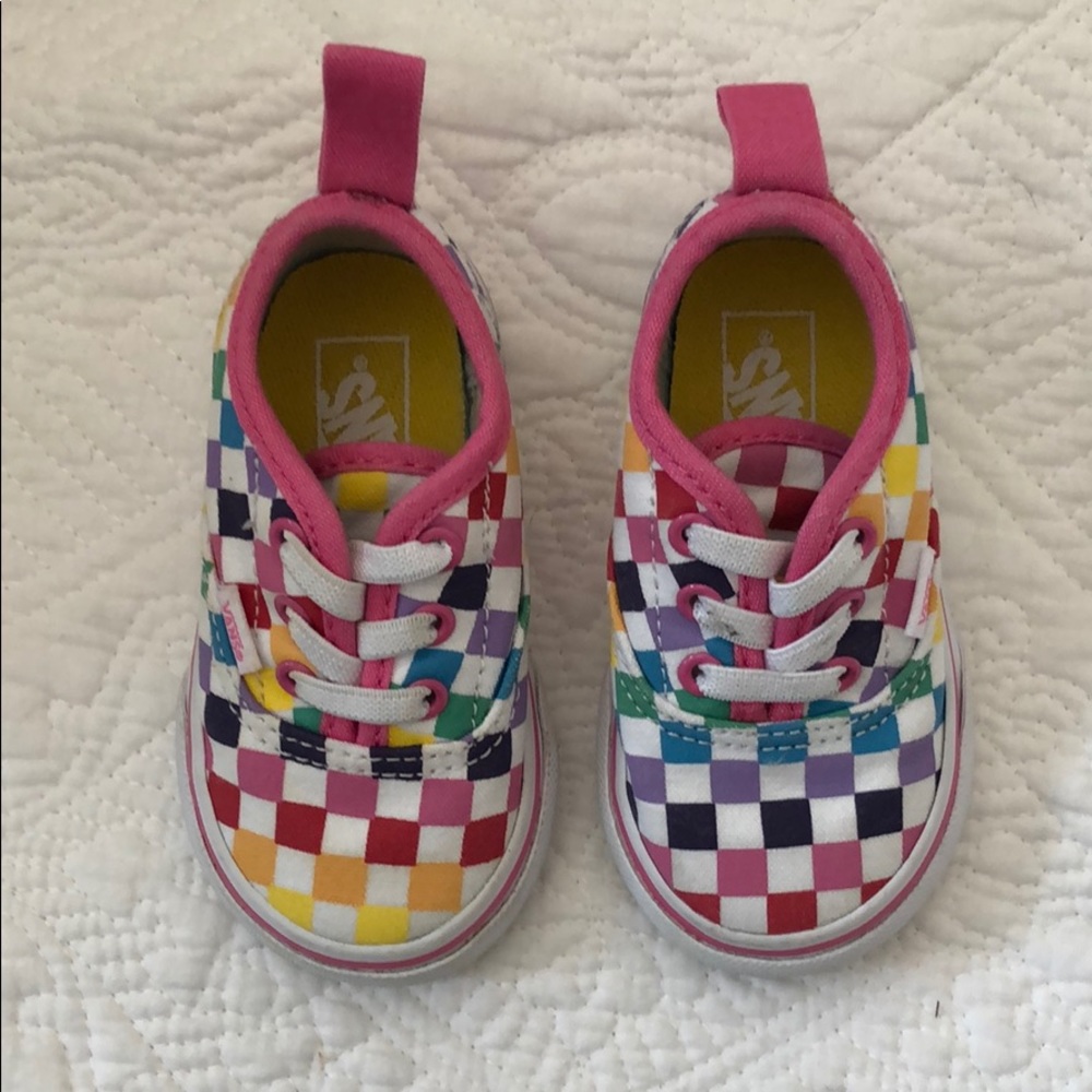 VANS toddler checkers slip one rainbow sz 4